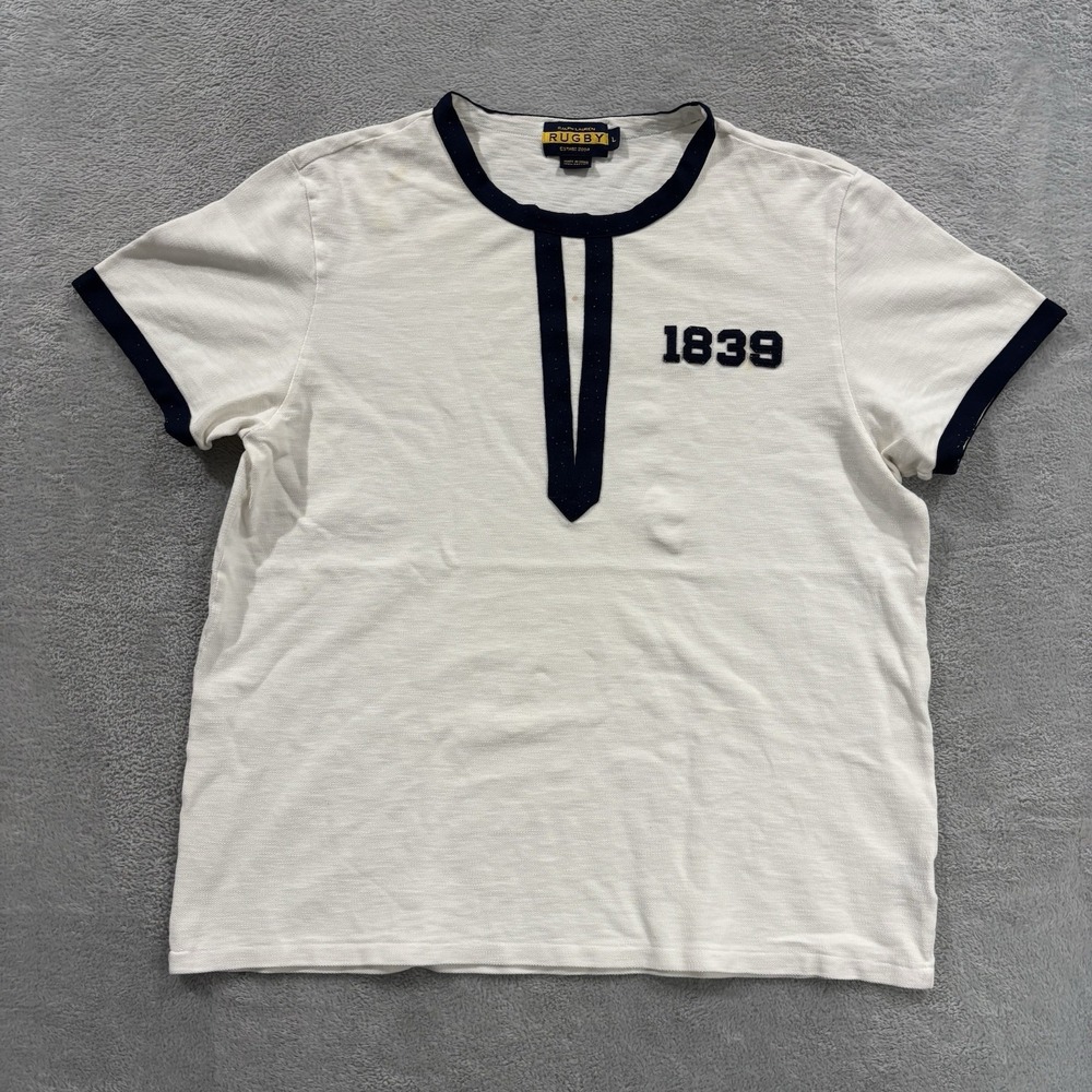 Ralph Lauren Rugby 1839 Polo Shirt Women's Large Short Sleeve Classic White